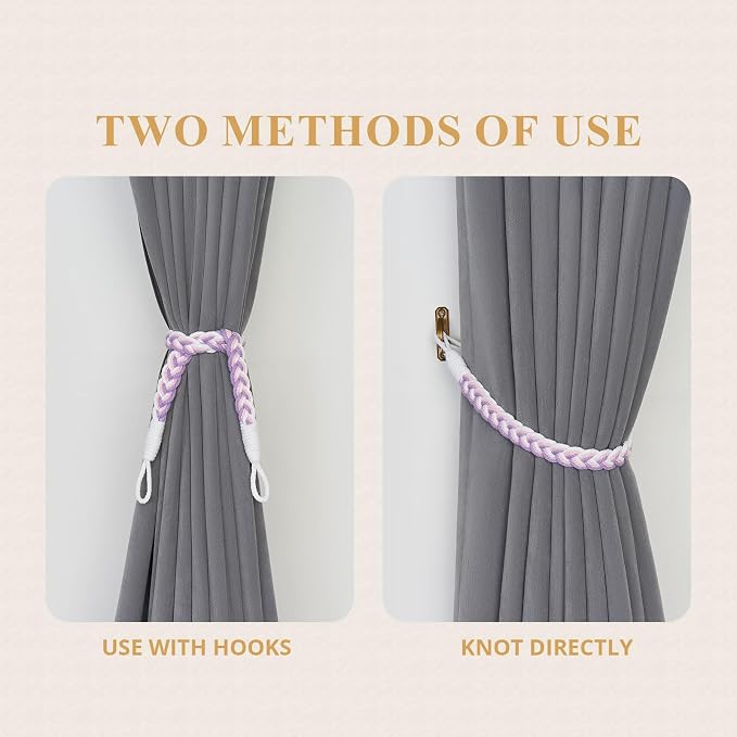 NICEEC 2 Pack Natural Cotton Rope Curtain Tiebacks Elegant Boho Style - Image 5
