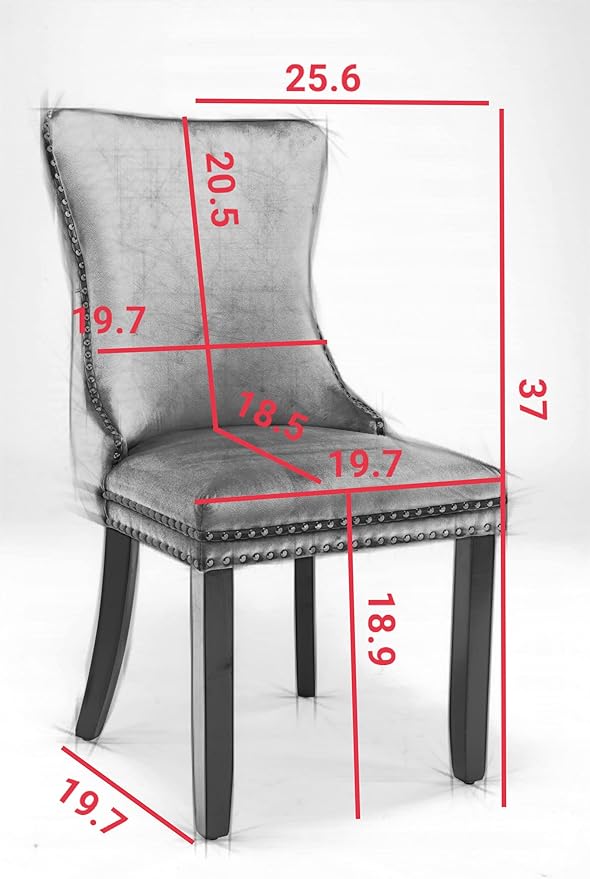Acosure Set of 2 Velvet Upholstered Wing-Back Dining Chair with Backstitching Nailhead Trim,Exquisite Furniture Stoo W/Wood Legs,for Kitchen,Sitting Room,Black