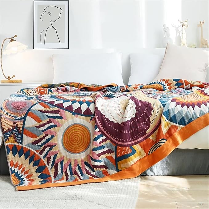 MSGKV Boho Throw Blanket for Bed Couch, 100% Cotton Throw Blankets 80''x90'' - Image 5