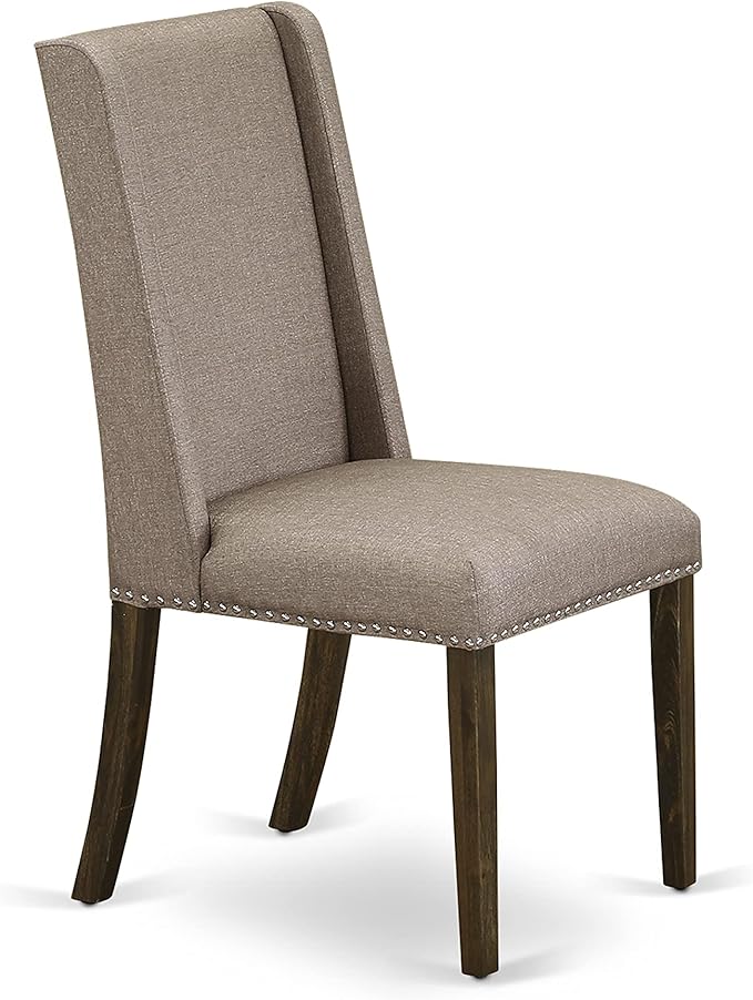 East West Furniture X797FL716-7 7 Piece Dining Table Set Consist of a Rectangle Kitchen Table with X-Legs and 6 Dark Khaki Linen Fabric Upholstered Chairs, 40x72 Inch, Multi-Color