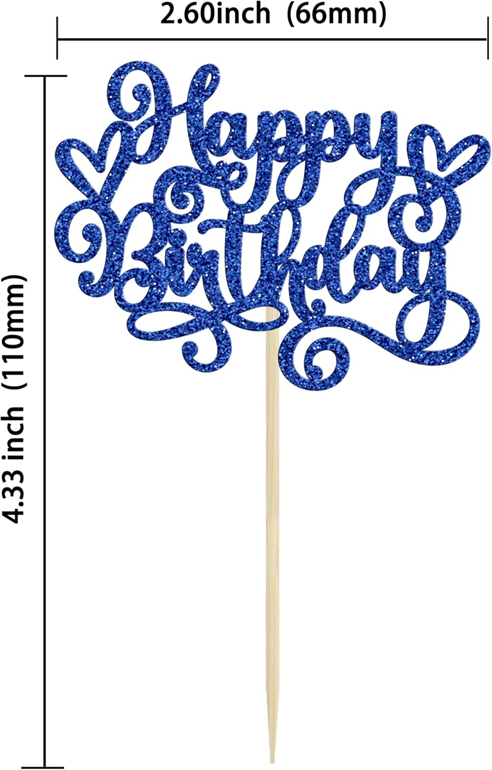 Gyufise 24Pcs Happy Birthday Cupcake Toppers Glitter Happy Birthday Cupcake Picks for Celebrating Happy Birthday Party Decor Anniversary Theme Party Cake Decorations Supplies Dark Blue