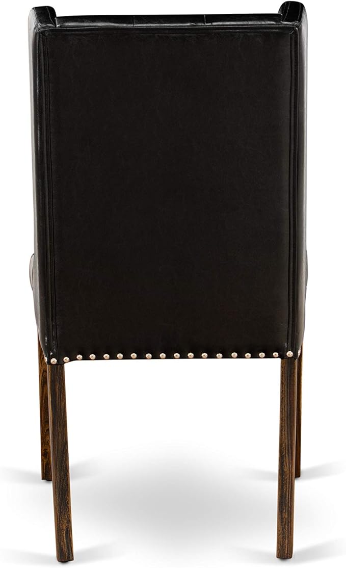 East West Furniture X727FO749-9 9 Piece Dining Room Furniture Set Includes a Rectangle Dining Table with X-Legs and 8 Black Faux Leather Parsons Chairs, 40x72 Inch, Multi-Color