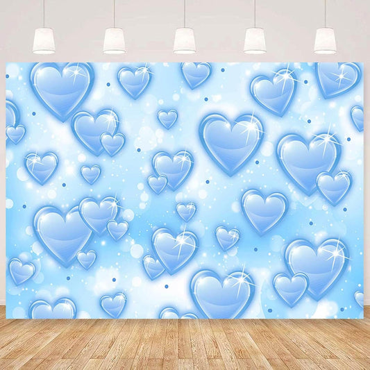 Sensfun 10x7ft Light Blue Heart Backdrop Early 2000s Party Decorations Old School Backdrops Valentines Day 90s Hearts Y2K Birthday Party Banner Newborn Photography Background Selfile Photo Booth Props