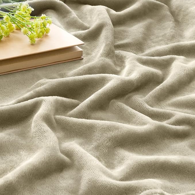BEDELITE Fleece Blanket Oat Linen Throw Blankets - Image 3
