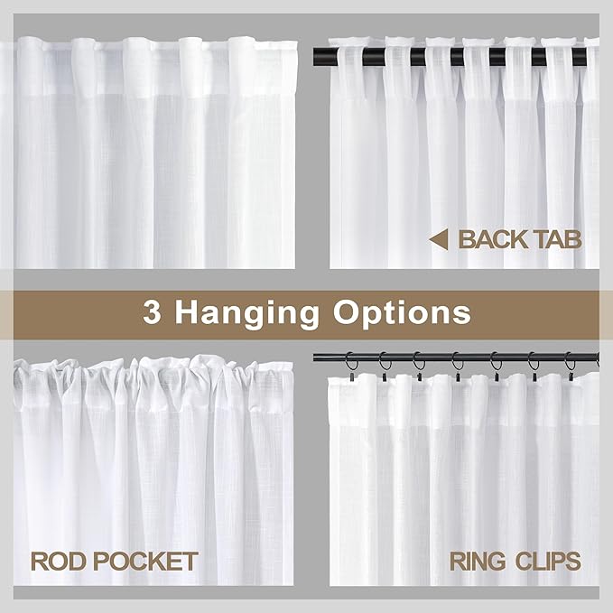 White Linen Curtains 108 Inches Long - Image 4