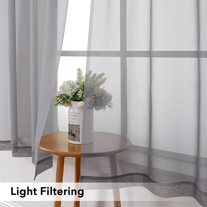 Simplebrand Rod Pocket Top Solid Voile Sheer Curtains - Image 3