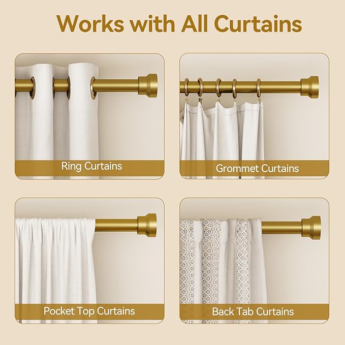 YaFex Curtain Rods 32-118 Inch, Heavy Duty 1 Inch Adjustable Curtain Rod - Image 5