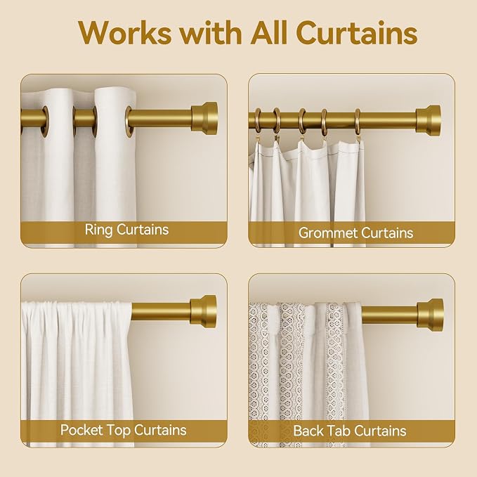YaFex Curtain Rods 32-144 Inch, Heavy Duty 1 Inch Adjustable Curtain Rod - Image 5
