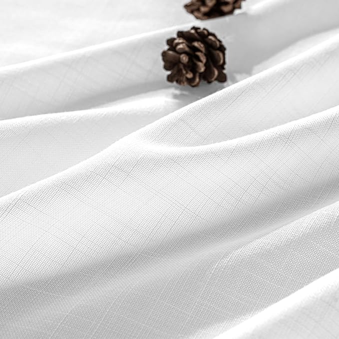 MIULEE White Linen Curtains 120 Inches Long 2 Panels - Image 2