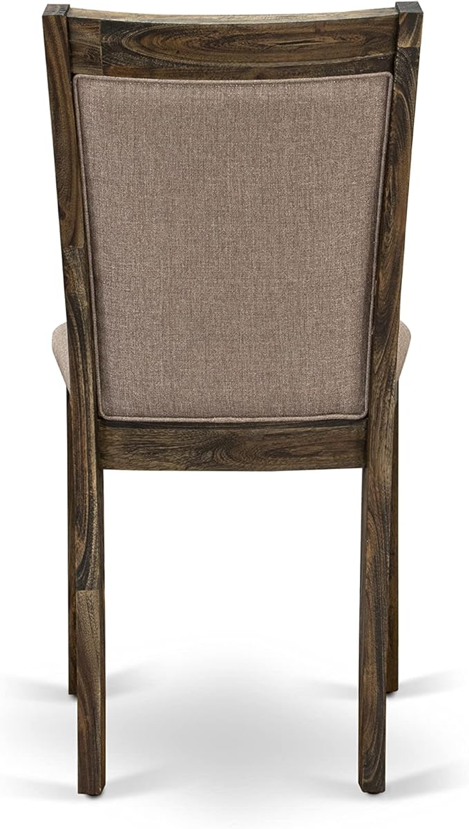 East West Furniture X727MZ716-7 7 Piece Kitchen Table Set Consist of a Rectangle Dining Table with X-Legs and 6 Dark Khaki Linen Fabric Parson Dining Chairs, 40x72 Inch, Multi-Color