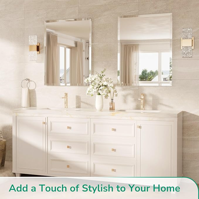 TokeShimi 48x36 Frameless Bathroom Mirror for Over Sink with 1" Beveled Edge, Tempered Bathroom Vanity Mirror Beveled, Shatterproof Rectangle Mirrored Wall Mounted for Living Room, Entryway