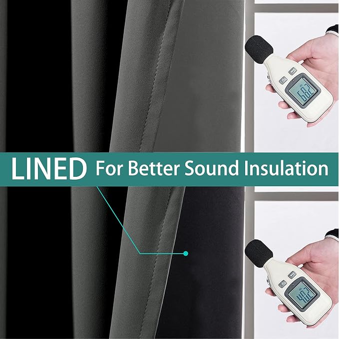 Yakamok Total Blackout Curtains, 2 Thick Layers Completely Blackout Soild - Image 4