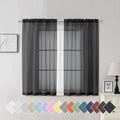 Aiyufeng Black Sheer Curtains for Windows 54 inch Long 2 Panel Set, Rod Pocket by Aiyufeng
