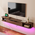 Floating TV Stand,94'' Wall Mounted TV Cabinet,Floating TV Console,Under TV Shelf with 1 Door and 2 Cabinets for TVs up to 90''(Walnut)