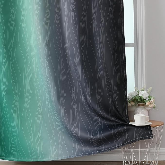 Estelar Textiler Black and Green Ombre Blackout Curtains 84 Inch Length 2 - Image 6