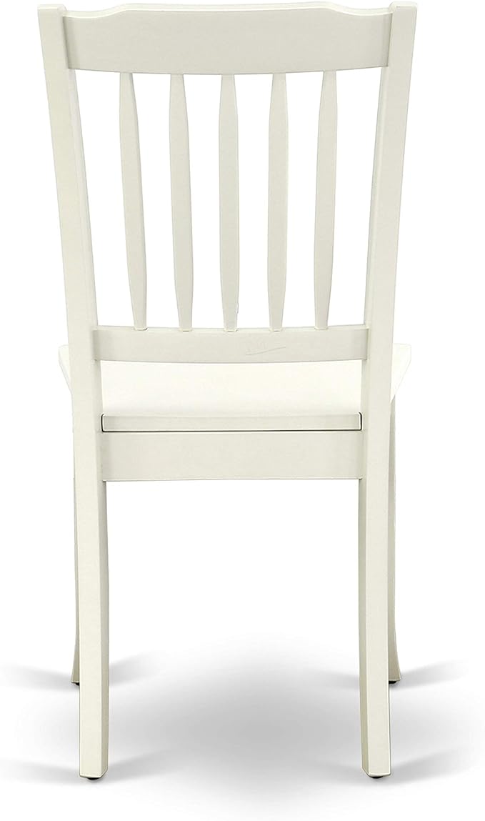 East West Furniture HBDA3-LWH-W 3 Piece Modern Dining Table Set Contains a Round Wooden Table with Pedestal and 2 Dining Chairs, 42x42 Inch, Linen White