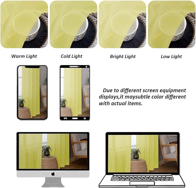 Chyhomenyc Sheer Curtains 108 Inch Length 2 Panels Set, Extra Long Light - Image 4