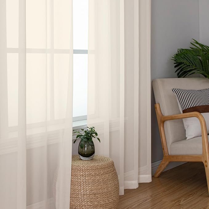 OWENIE Sheer Curtains 54 inches Long 2 Panles - Image 7