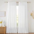 RYB HOME Semi Sheer Curtains 102 inches Long, Back Tab Light Filtering Half by RYBHOME