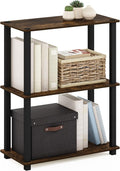 Furinno Turn-S-Tube 3-Tier Compact Multipurpose Shelf Display Rack with Square Tube, Amber Pine/Black