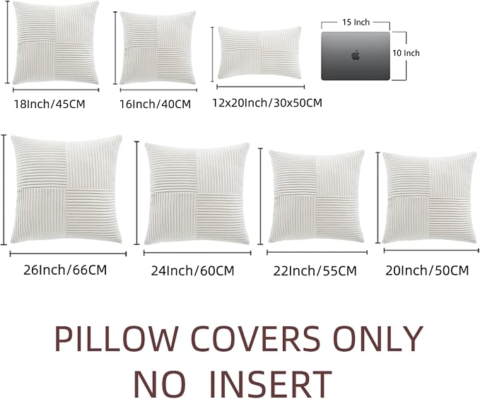 Fancy Homi 2 Packs Cream White Big Decorative Throw Pillow Covers 24x24 Inch - Image 7