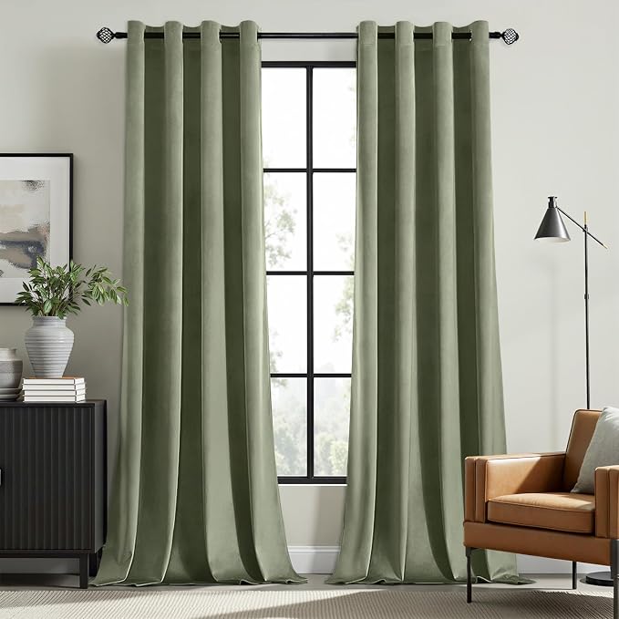 MIULEE Sage Green Elegant Grommet Curtains Thermal Insulated Soundproof Room by MIULEE