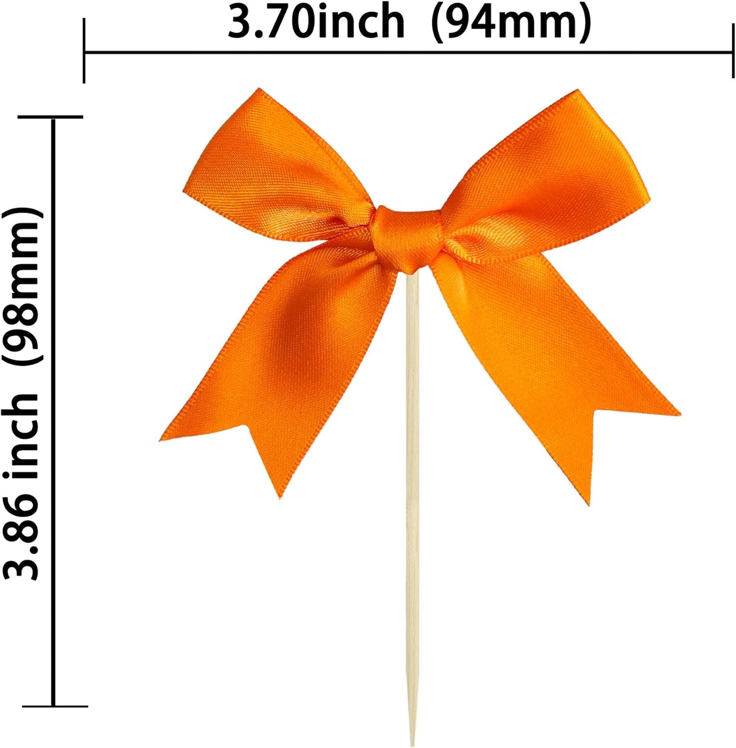 Gyufise 24Pcs Bow Cupcake Toppers Coquette Bow Girls Birthday Cake Decorations Bowknot Cake Toppers Bowknot Cupcake Picks for Baby Shower Birthday Wedding Bridal Engagement Party Supplies Orange