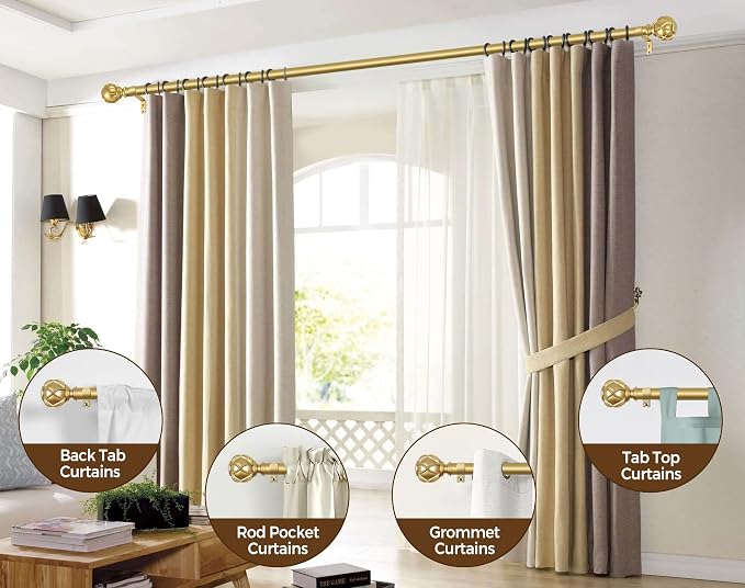 KAMANINA Curtain Rods for Windows 48 to 84 Inch, 7/8 Inch Single Decorative - Image 4