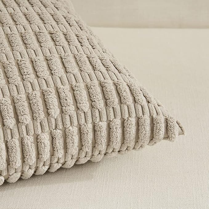 Fancy Homi 4 Packs Taupe Decorative Throw Pillow Covers 12x20 Inch - Image 4