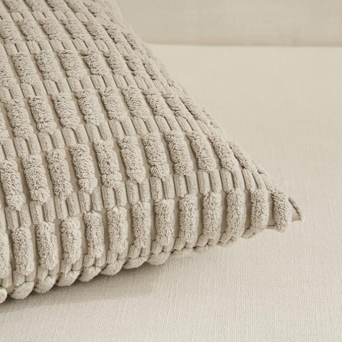 Fancy Homi 4 Packs Taupe Decorative Throw Pillow Covers 16x16 Inch - Image 4