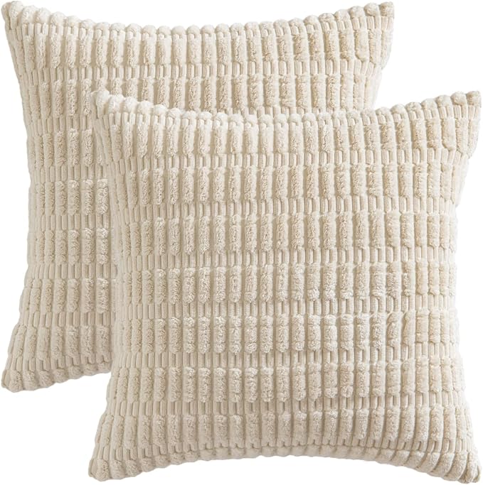 MIULEE Pack of 2 Corduroy Decorative Euro Sham Throw Pillow Covers 22x22 Inch - Image 6