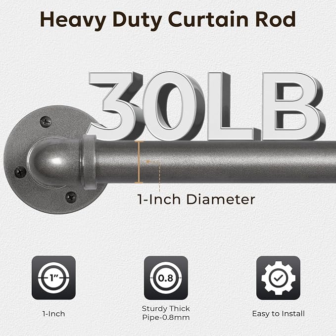 Zeerobee Curtain Rods for Windows 120 to 240, 1 Inch Industrial Wrap Around - Image 3