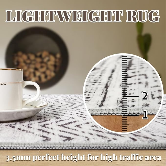3x5 Washable Entryway Area Rug: Modern Moroccan Small Runner Rug Indoor Soft - Image 5