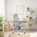 Ergonomic Swivel Task Chair High Back Home Desk Chair Computer Office Chair Mesh Rolling Work Chairs with Headrest and Lumbar Support Grey