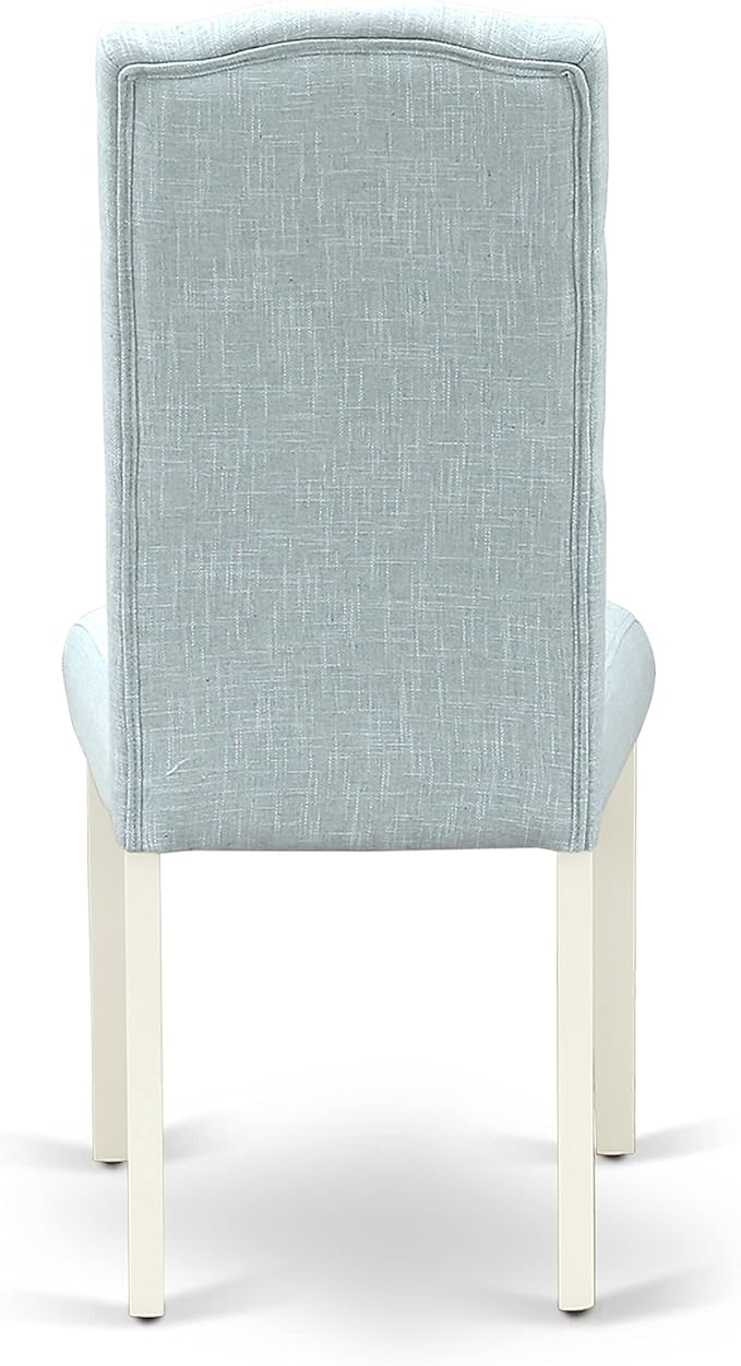 East West Furniture X077CE215-5 5 Piece Dining Table Set for 4 Includes a Rectangle Kitchen Table with X-Legs and 4 Baby Blue Linen Fabric Parson Dining Chairs, 40x72 Inch, Multi-Color