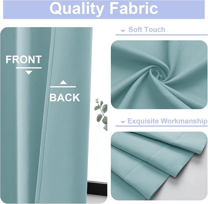 Simplebrand Ava Aqua Short 36 Inches Blackout Curtain 2 Panels Set, Half Window - Image 3