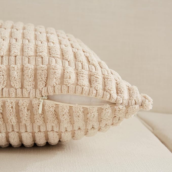 Fancy Homi 4 Packs Tan Decorative Throw Pillow Covers 16x16 Inch - Image 4