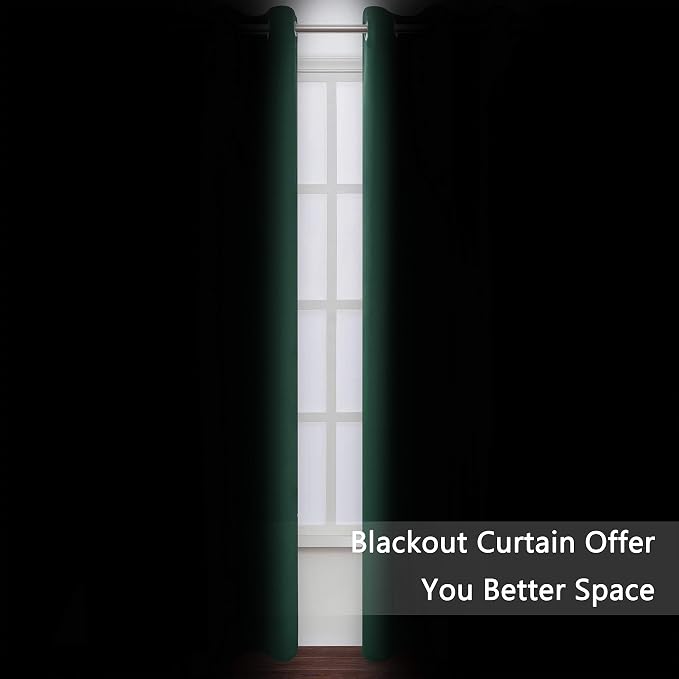 LEMOMO Dark Green Bedroom Blackout Curtains/52 x 63 Inch Long/Set of 2 Curtain - Image 3