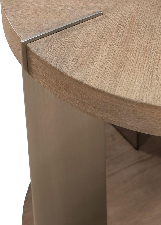 Liberty Furniture Harlow Living Room Round End Table - Sandstone & Satin Nickel