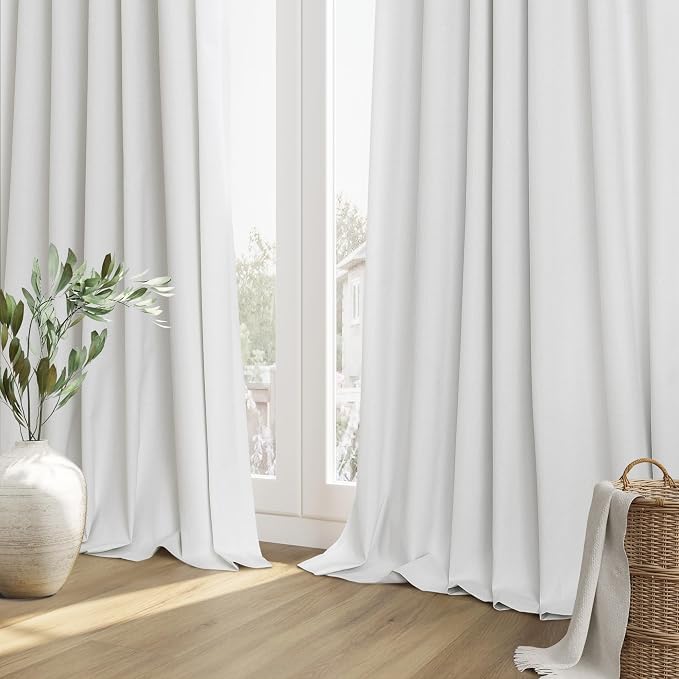 Guken White 100% Blackout Linen Curtains 52 Inch Wide by 70 Inch - Image 8