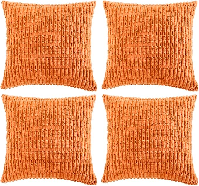 Fancy Homi 4 Packs Orange Fall Decorative Throw Pillow Covers 16x16 Inch by Fancy+Homi