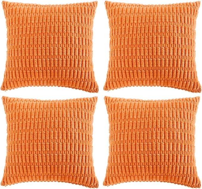 Fancy Homi 4 Packs Orange Fall Decorative Throw Pillow Covers 20x20 Inch by Fancy+Homi