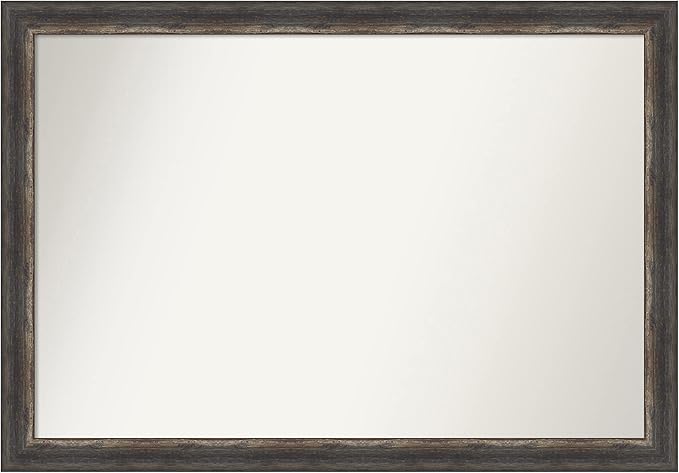 Amanti Art Brown Bathroom Mirror for Over Sink, 29x41 Bark Rustic Char Rectangle Vanity Mirror, Large Country Rustic Frame, Hangs Horizonally and Vertically, Bathroom Wall Decor, Non-Beveled Edge