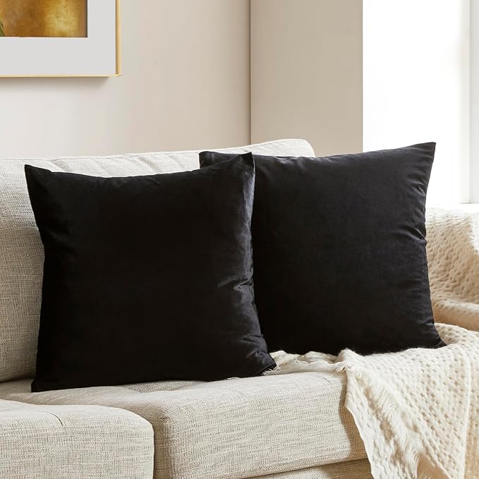 GIGIZAZA Black Velvet Pillow Covers 16x16, Decorative Square Throw Pillows - Image 9