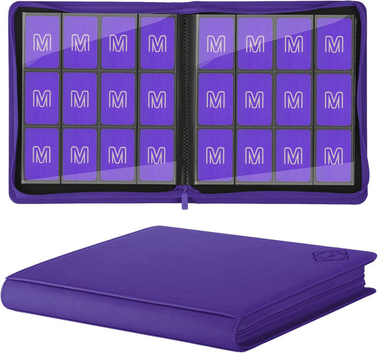 Premium Card Binder 12 Pocket for 720 Pockets Trading Card Binder, PU Zipper Card Collection Album, Sturdy Side-Loading Card Book Holder for MTG, TCG, Game Cards, Sports Cards