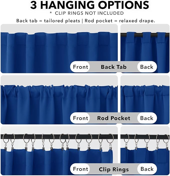 Deconovo Blackout Curtains for Kitchen Window Back Tab and Rod Pocket Curtains - Image 2