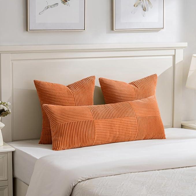 Fancy Homi 2 Packs Burnt Orange Decorative Throw Pillow Covers 22x22 Inch - Image 5