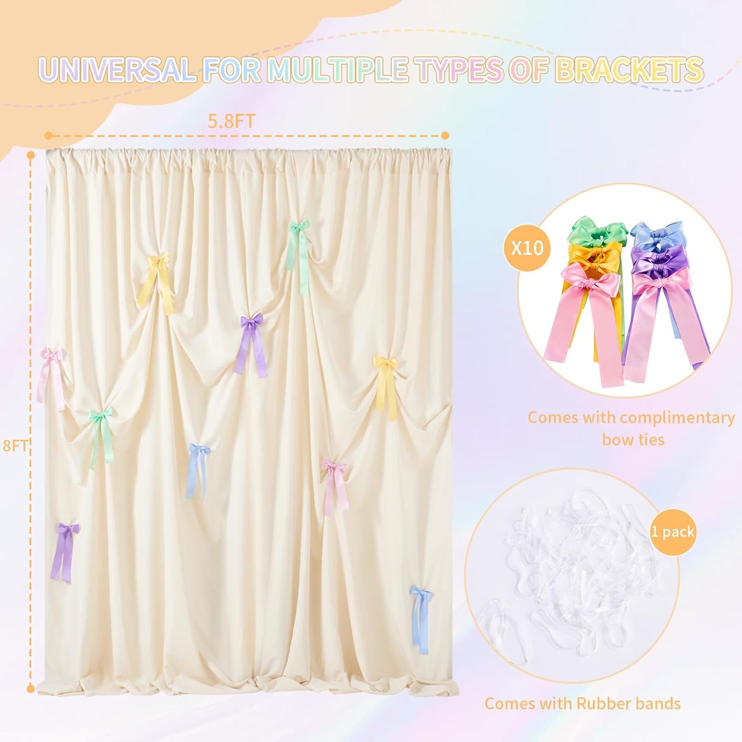 Ivory Backdrop Curtain: 5.8×8ft Backdrop Solid Color Wrinkle Resistant Background - Bridal Shower Wedding Graduation Ceremony Decoration