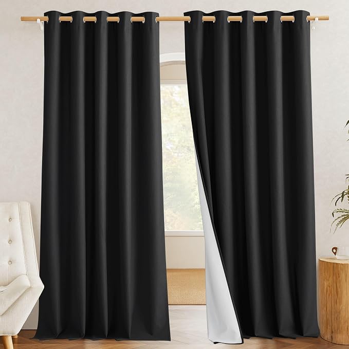 NICETOWN Vintage Open Linen Weave Flax Thermal Curtains, 100% Blackout Curtains by NICETOWN