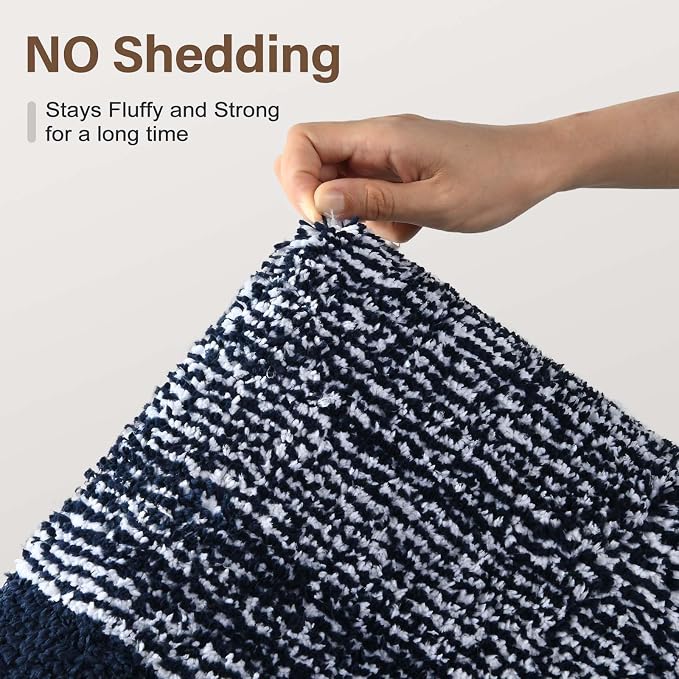 48x24 Long Bathroom Rugs Washable Non Slip, Dark Blue Bath Mat - Image 8